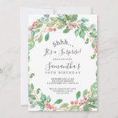 クリスマスグリーン&レッドベリーサプライズパーティー 招待状 (正面)