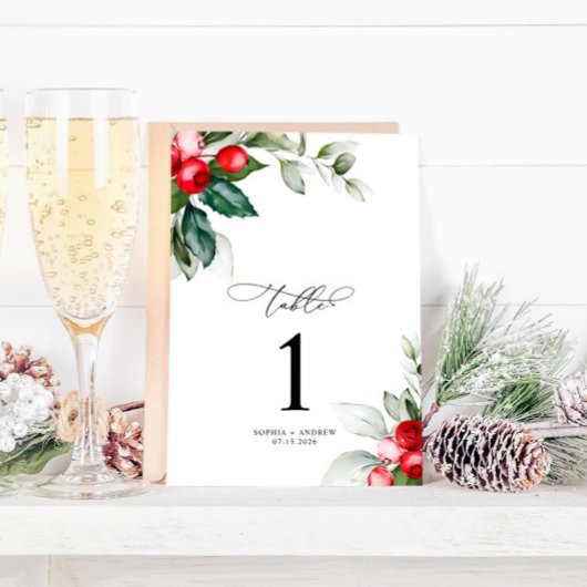 クリスマスグリーン&レッドベリーテーブル番号 テーブルナンバー