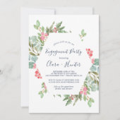 クリスマスグリーン&レッドベリー婚約パーティ 招待状 (正面)