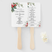 クリスマスグリーン&レッドベリー結婚式 プログラム ハンドファン (正面&裏面)