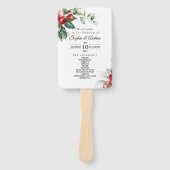 クリスマスグリーン&レッドベリー結婚式 プログラム ハンドファン (正面)