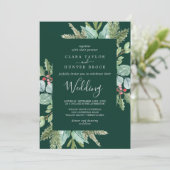 クリスマスグリーン&レッドベリー |グリーン結婚ズ 招待状 (スタンド正面)