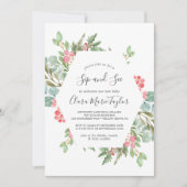 クリスマスグリーン&レッドベリーsipと参照 招待状 (正面)