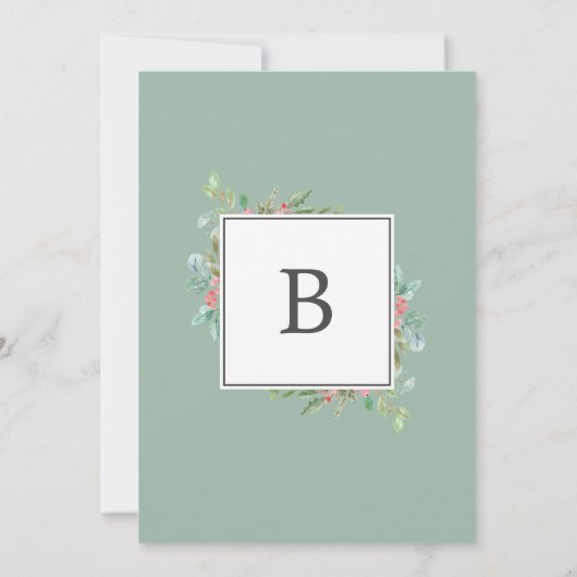 クリスマスグリーン&レッドベリ結婚ー 招待状 (裏面)