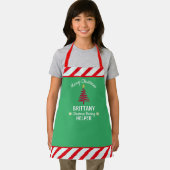 クリスマスグリーン&レッド白ストライプ小妖精や小人キッズ エプロン (インサイチュ)