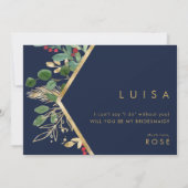 クリスマスグリーン |海軍のブライドメイド提案 招待状 (裏面)