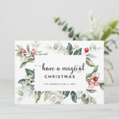 クリスマスグリーン | 赤い果実グリーティングカード 招待状 (スタンド正面)