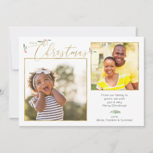 クリスマスグリーン+金ゴールドタイポグラフィ2 – 写真 シーズンカード (正面)
