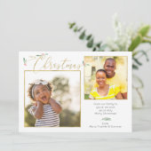 クリスマスグリーン+金ゴールドタイポグラフィ2 – 写真 シーズンカード (スタンド正面)