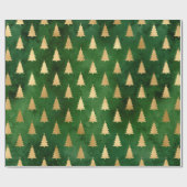 クリスマスグリーン/金ゴールドツリーパターン ラッピングペーパー (フラット)