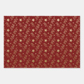 クリスマスグリーン&金ゴールドホリデーツリーオーナメント ラッピングペーパーシート (正面3)