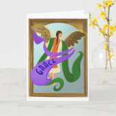 クリスマスグレイスエンジェル カード (黄色い花)