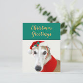 クリスマスグレイハウンドかわいい犬の休日のはがき シーズンポストカード (スタンド正面)