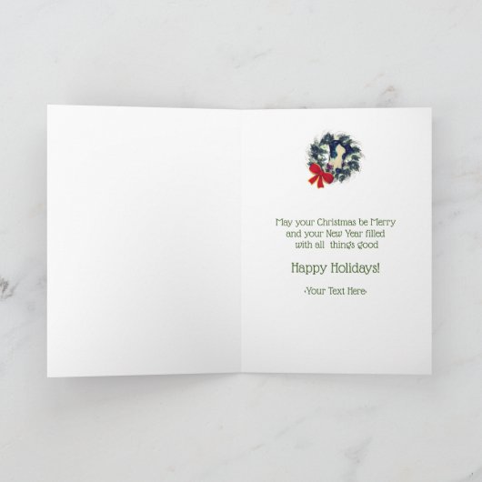 クリスマスグレイハウンドリースボウホリデーカード シーズンカード (内部)