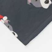 クリスマスグレーとホワイトピットブルドッグ フリースブランケット (角)