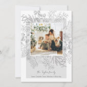 クリスマスグレーの冬の葉のフォトフレーム シーズンカード (正面)