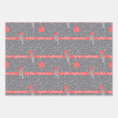 クリスマスグレーの白い赤い鳥の松 ラッピングペーパーシート (正面)