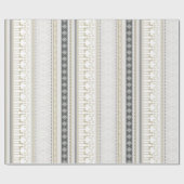 クリスマスグレーの黒いスノーフレークのトナカイストライプー ラッピングペーパー (フラット)