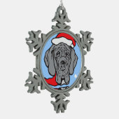クリスマスグレートダン顔 スノーフレークピューターオーナメント (左)