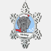 クリスマスグレートダン顔 スノーフレークピューターオーナメント (右)