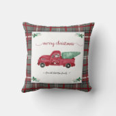 クリスマスグレープレイド格言ツリーファームレッドトラック クッション (裏面)