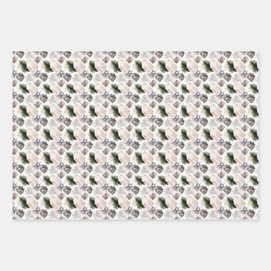 クリスマスグレーホワイトシルバーシンプルハイゲエレガントー ラッピングペーパーシート (正面3)