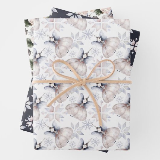 クリスマスグレーホワイトシルバーシンプルハイゲエレガントー ラッピングペーパーシート (インサイチュ)