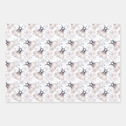 クリスマスグレーホワイトシルバーシンプルハイゲエレガントー ラッピングペーパーシート (正面)