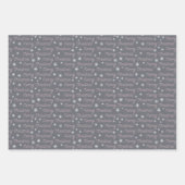 クリスマスグレーホワイトピンクシンプルシルバーエレガント ラッピングペーパーシート (正面3)