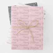 クリスマスグレーホワイトピンクシンプルシルバーエレガント ラッピングペーパーシート (インサイチュ)
