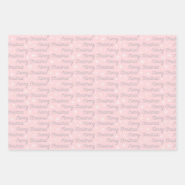 クリスマスグレーホワイトピンクシンプルシルバーエレガント ラッピングペーパーシート