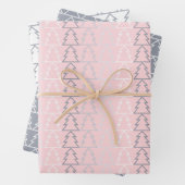 クリスマスグレーホワイトピンクシンプルシルバーエレガントwr ラッピングペーパーシート (インサイチュ)