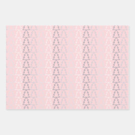 クリスマスグレーホワイトピンクシンプルシルバーエレガントwr ラッピングペーパーシート