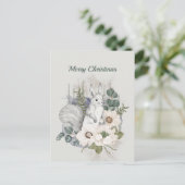 クリスマスグレーリスのユーカリ水色 シーズンポストカード (スタンド正面)