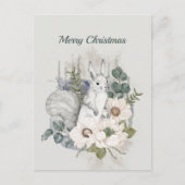 クリスマスグレーリスのユーカリ水色 シーズンポストカード (正面)