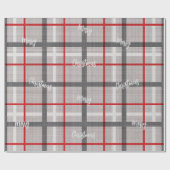 クリスマスグレーレッドプレイドラッピング紙 ラッピングペーパー (フラット)