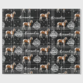 クリスマスグレー馬乗パーソナライズされた馬 ラッピングペーパー (フラット)