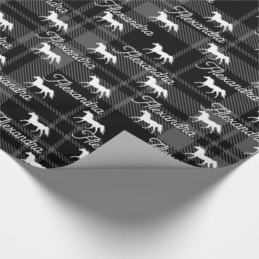 クリスマスグレー馬乗パーソナライズされた馬 ラッピングペーパー (角)