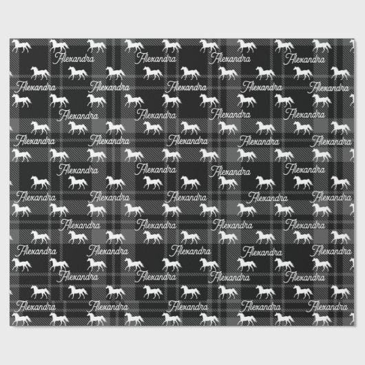 クリスマスグレー馬乗パーソナライズされた馬 ラッピングペーパー (フラット)