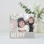クリスマスグレー&ピンクスノーホリデーカード シーズンカード (スタンド正面)