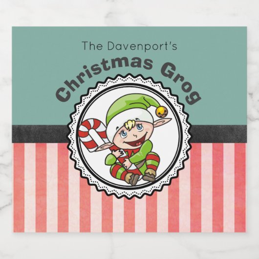 クリスマスグログウィザホリデー小妖精や小人イラストレーション ビールラベル (シングルラベル)