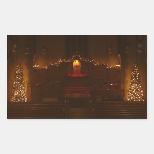 クリスマスグローブシティカレッジでのハーバーズチャペル 長方形シール (正面)