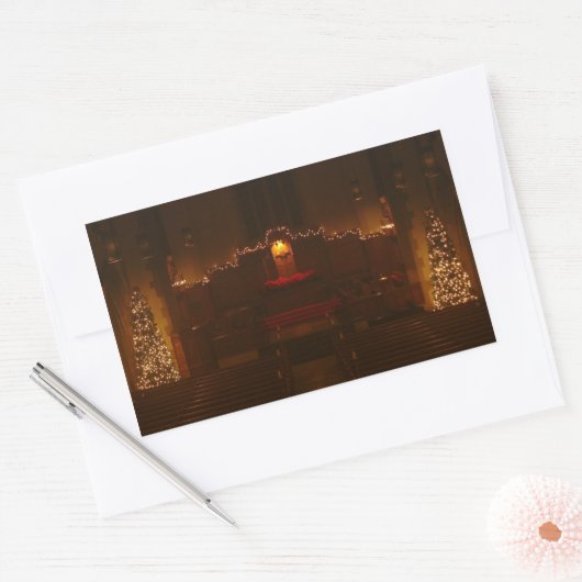 クリスマスグローブシティカレッジでのハーバーズチャペル 長方形シール (封筒)