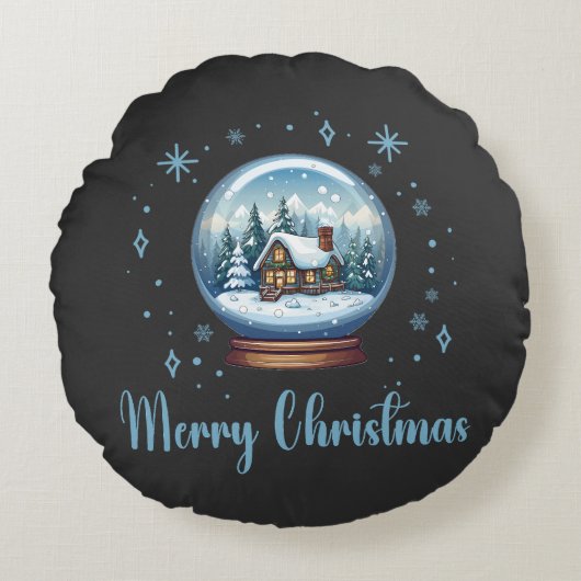 クリスマスグローブススノー魔法 ラウンドクッション (正面)