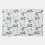 クリスマスグースオンホワイト キッチンタオル (横)