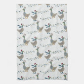 クリスマスグースオンホワイト キッチンタオル (縦)