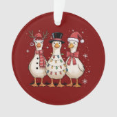 クリスマスグースサンタ間抜けキュート雪だるまクリスマス オーナメント (正面)