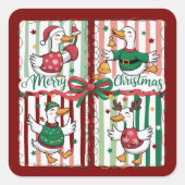 クリスマスグースホリおもしろいデーアニマルトナディアヒル スクエアシール (正面)