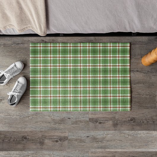 クリスマスグ素朴リーンホリデイプレイドファームハウス ドアマット