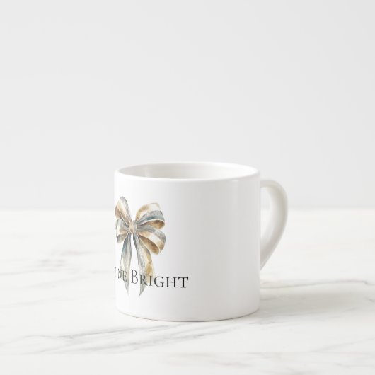 クリスマスグ素朴リーン金ゴールドボウパーソナライズされたウ エスプレッソカップ (正面右)